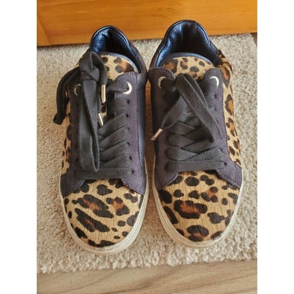 Zadig & Voltaire Women's Leopard Animal Print Blue Leather Sneakers sz 36 US 6.5 - Picture 1 of 10